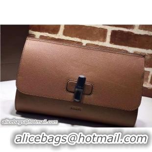 Popular Style Gucci Bamboo Daily Leather Medium Clutch Bag 387220 Brown