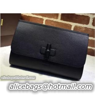 Best Product Gucci Bamboo Daily Leather Medium Clutch Bag 387220 Black