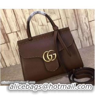 Buy Luxury Gucci GG Marmont Leather Top Handle Mini Bag 442622 Coffee