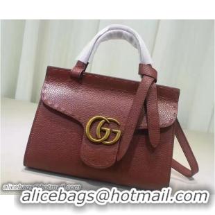 Comfortable Gucci GG Marmont Leather Top Handle Mini Bag 442622 Brown