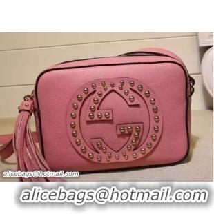 Luxury Discount Gucci Soho Studded Leather Disco Small Bag 308364 Pink