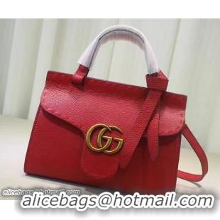 Most Popular Gucci GG Marmont Leather Top Handle Mini Bag 442622 Red