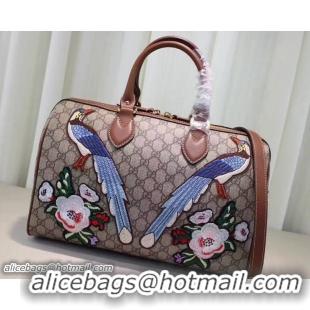 Unique Style Gucci Top Handle Medium Boston Bag 409527 Exclusive Embroidered Bird Flower