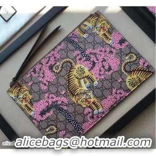 Popular Style Gucci GG Supreme Pouch Clutch Bag 452361 Bengal Pink 2016