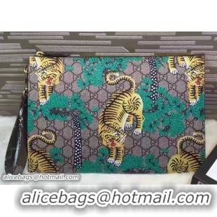 Good Looking Gucci GG Supreme Pouch Clutch Bag 451473 Bengal Green 2016