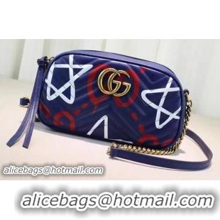 Traditional Discount Gucci GG Marmont Matelasse Shoulder Bag 447632B Blue