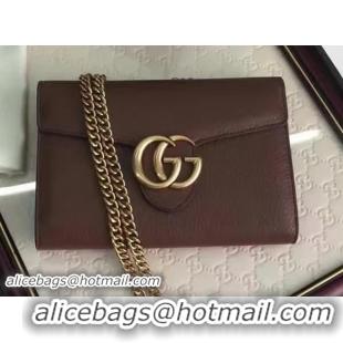 Good Product Gucci GG Marmont Leather mini Chain Bag 401232 Brown