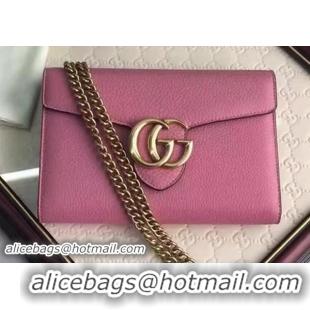 Unique Gucci GG Marmont Leather mini Chain Bag 401232 Pink