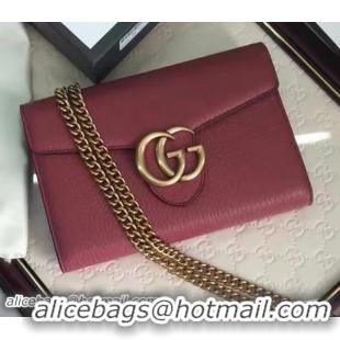 Top Design Gucci GG Marmont Leather mini Chain Bag 401232 Wine