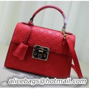 Pretty Style Gucci Padlock Gucci Signature Top Handle Bag 453188 Red