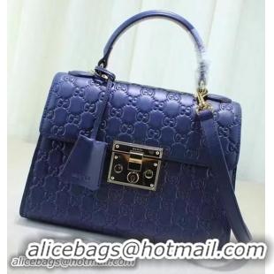 Top Grade Gucci Padlock Gucci Signature Top Handle Bag 453188 Blue