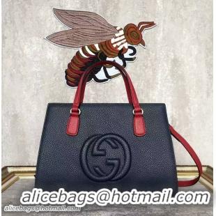 Chic GUCCI Soho Leather Top Handle Bag 431572 Dark Blue&Burgundy&Offwhite