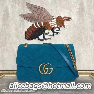 Perfect Gucci GG Suede Leather Shoulder Bag 443496 Blue