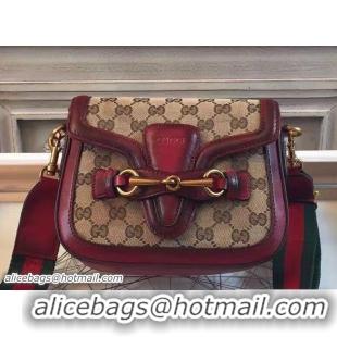 Buy Discount Gucci Lady Web Original GG Canvas Shoulder Small Bag 384821 Burgundy