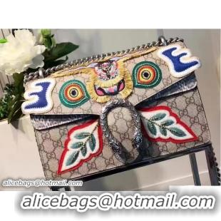 Stylish Gucci Face Embroidered Dionysus GG Supreme Small Bag 400249