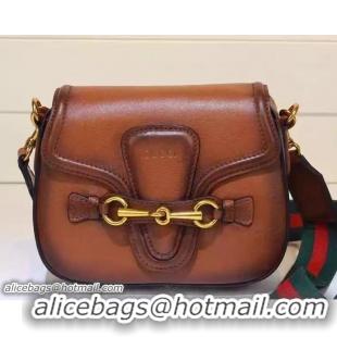 Top Grade Gucci Lady Web Leather Shoulder Small Bag 384821 Brown