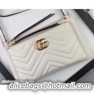 Buy Luxury Gucci GG Marmont Matelassé Chevron Shoulder Bag With Pouch 453878 White