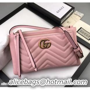 Good Looking Gucci GG Marmont Matelassé Chevron Shoulder Bag With Pouch 453878 Pink