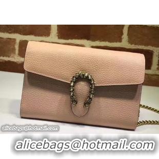 Stylish Gucci Dionysus Leather Mini Chain Wallet Bag 401231 Nude Pink