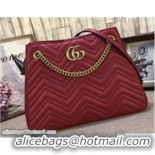 Sumptuous Gucci GG Marmont Matelassé Chevron Chain Shoulder Medium Bag 453569 Red