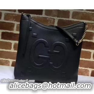 Crafted Gucci Embossed GG Leather Hobo Medium Bag 453562 Black