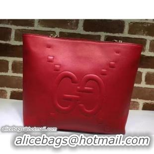 Sophisticated Gucci Embossed GG Leather Tote Medium Bag 453561 Red