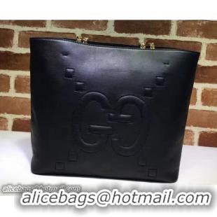 Perfect Gucci Embossed GG Leather Tote Medium Bag 453561 Black