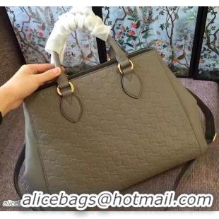 Best Grade Gucci Soft Signature Top Handle Large Bag 453704 Gray 2017