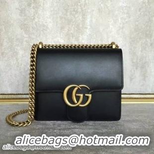 Famous Brand Gucci GG Original Marmont Leather Shoulder Bag 431384A Black