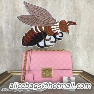 Unique Discount Gucci Padlock Series Gucci Signature Shoulder Bag 409486 Light Pink