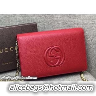 Shop Cheap Gucci Soho Leather Mini Chain Wallet Bag 407041 Red