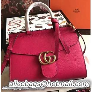 Luxurious Gucci GG Marmont Leather Top Handle Bag 421890 Rose