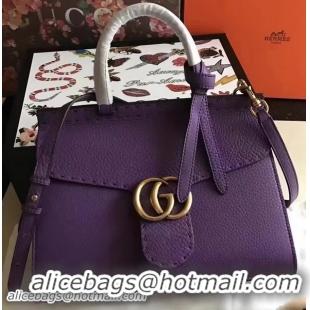 Best Product Gucci GG Marmont Leather Top Handle Bag 421890 Purple