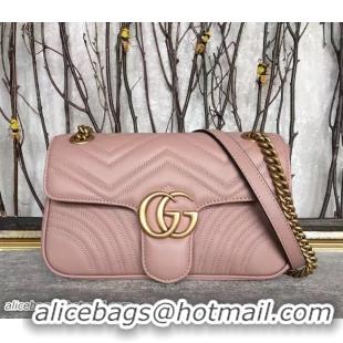 Good Product Gucci GG Marmont Matelassé Chevron Small Chain Shoulder Bag 443497 Nude Pink