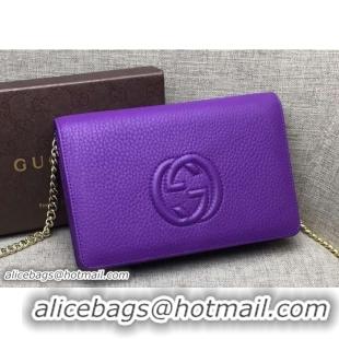 Inexpensive Gucci Soho Leather Mini Chain Wallet Bag 407041 Purple