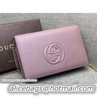 Duplicate Gucci Soho Leather Mini Chain Wallet Bag 407041 Nude Pink