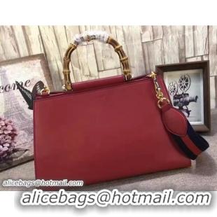 Pretty Style Gucci Nymphaea Leather Top Handle Medium Bag 453764 Red