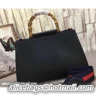 Best Price Gucci Nymphaea Leather Top Handle Medium Bag 453764 Black/Red