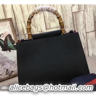 Top Grade Gucci Nymphaea Leather Top Handle Small Bag 459076 Black/Red