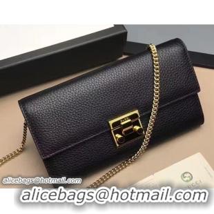 Fashion Gucci Padlock Leather Continental Chain Wallet Bag 453506 Black