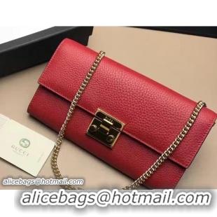 Sumptuous Gucci Padlock Leather Continental Chain Wallet Bag 453506 Red