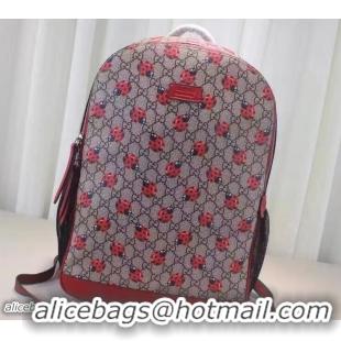 Original Cheap Gucci GG Supreme Canvas Tote Diaper Backpack Bag 433178 Ladybugs 2017