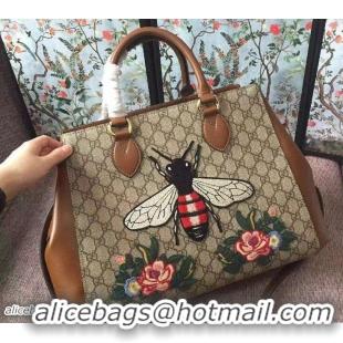 Unique Style Gucci GG Supreme Top Handle Large Bag 453704 Embroidered Bee Flower