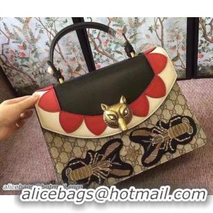 Popular Style Gucci Fox Broche Top Handle Medium Bag 466432/450631 Lobsters Embroidery 2017