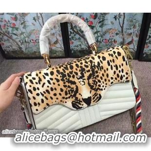 Buy Fashionable Gucci Leopard Print Calf Hair Top Handle Bag 466413/461912 White