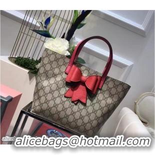 Original Cheap Gucci Children'S GG Supreme Canvas Bow Tote Bag 457232 Red