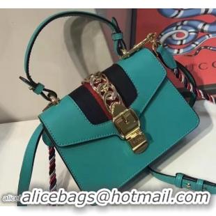 Luxury Cheap Gucci Sylvie Leather Top Handle Shoulder Mini Bag 470270 Green