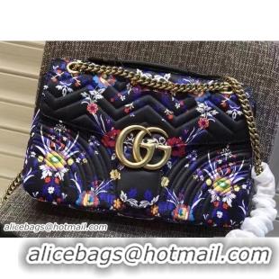 Trendy Design Gucci GG Marmont Floral Jacquard Fabric Medium Shoulder Bag 443496 Black