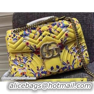 Sophisticated Gucci GG Marmont Floral Jacquard Fabric Medium Shoulder Bag 443496 Yellow