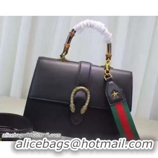 Original Cheap Gucci Dionysus Leather Top Handle Large Bag 421999 Black Gold